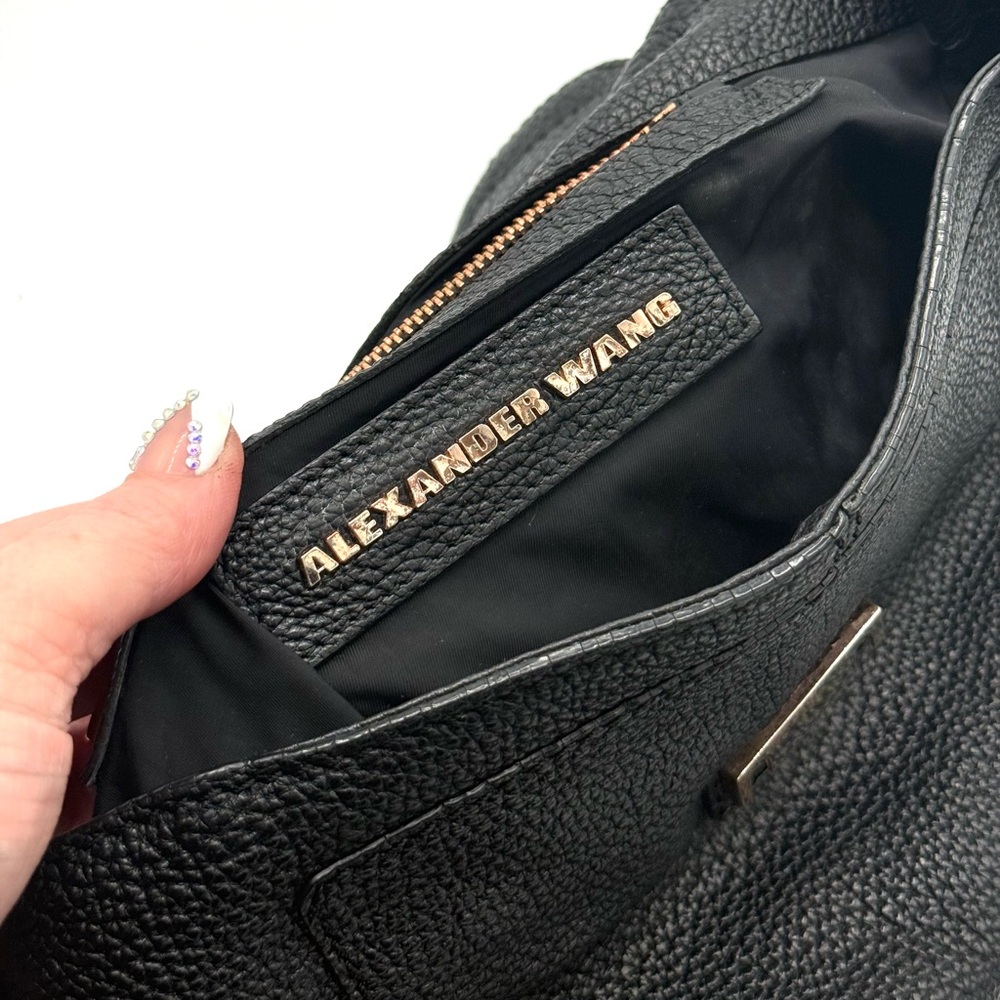 ALEXANDER WANG Marion Prisma Black Pebbled Leather & Rose Gold Crossbody Bag - Picture 7 of 16